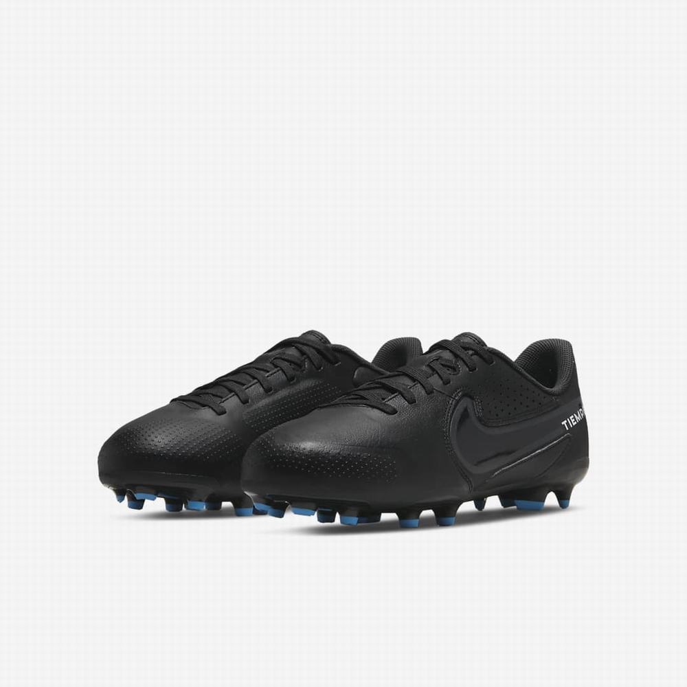 Kopačky Nike Jr. Tiempo Legend 9 Academy MG Multi-Ground Detske Čierne Biele Svetlo Modre Tmavo Siva | SK209184