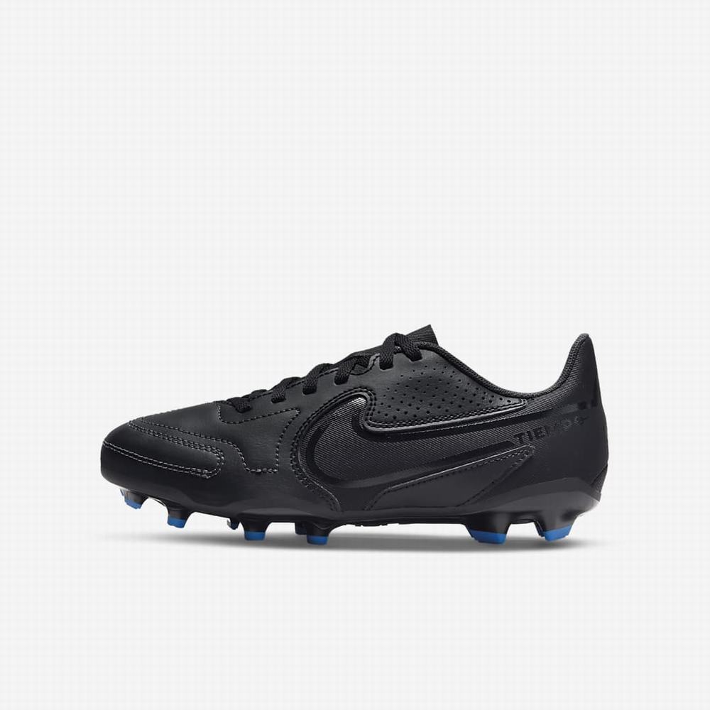 Kopačky Nike Jr. Tiempo Legend 9 Club MG Multi-Ground Detske Čierne Biele Svetlo Modre Čierne | SK365071