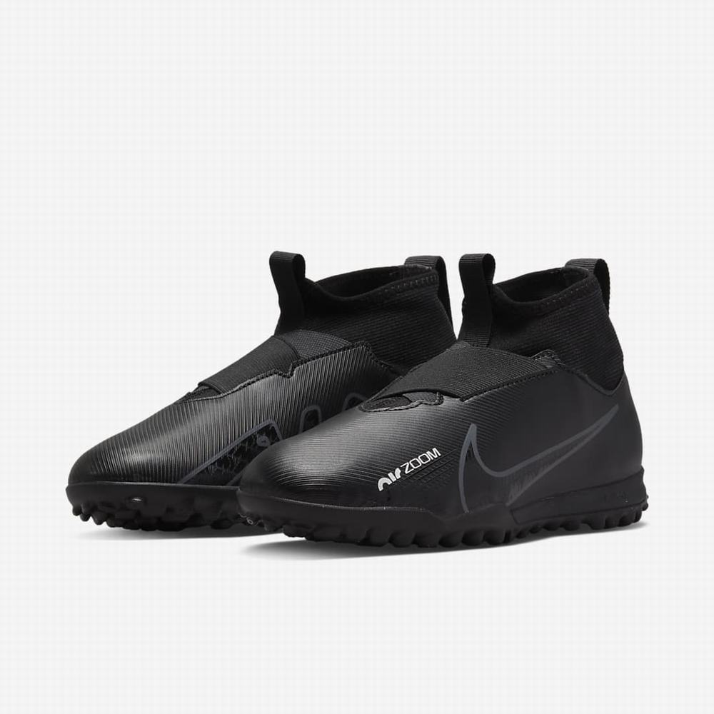 Kopačky Nike Jr. Zoom Mercurial Superfly 9 Academy TF Turf Detske Čierne Biele Tmavo Siva | SK864325