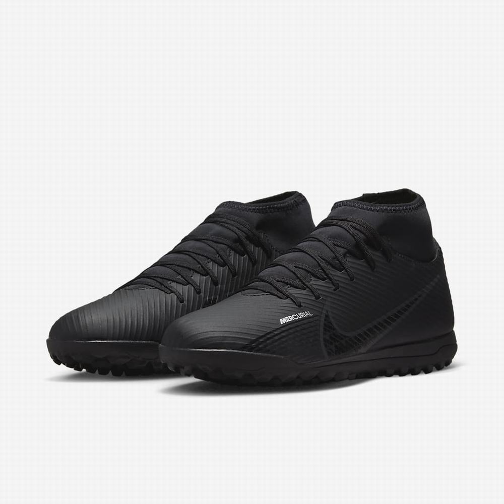 Kopačky Nike Mercurial Superfly 9 Club TF Turf Panske Čierne Biele Tmavo Siva | SK052763