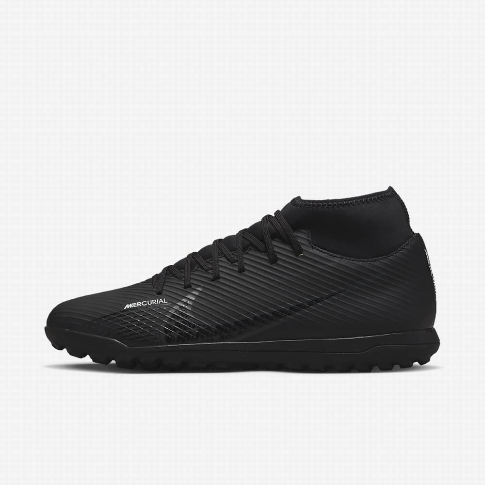 Kopačky Nike Mercurial Superfly 9 Club TF Turf Panske Čierne Biele Tmavo Siva | SK052763