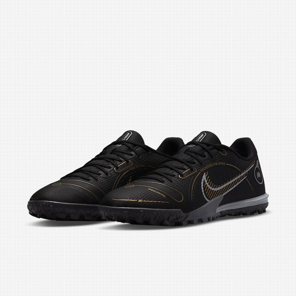 Kopačky Nike Mercurial Vapor 14 Academy TF Turf Damske Čierne Metal Strieborne Siva Metal Zlate | SK201954