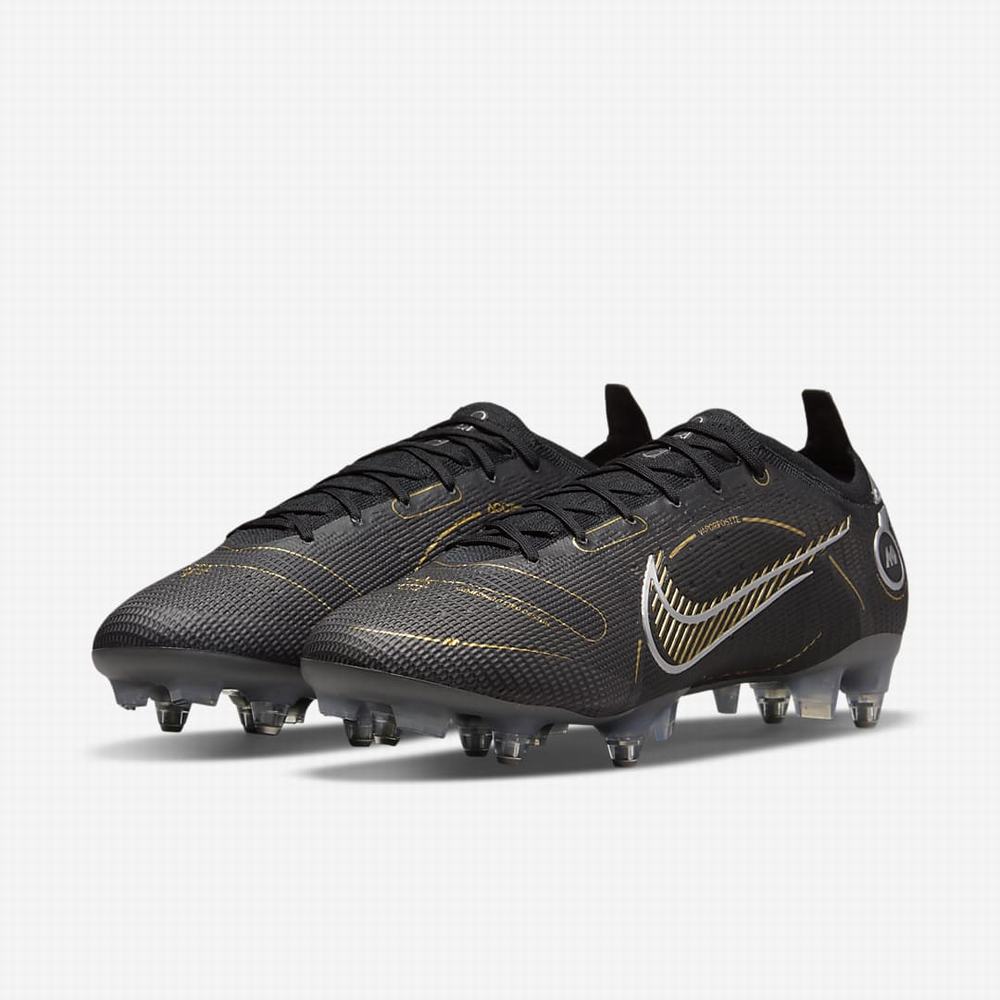 Kopačky Nike Mercurial Vapor 14 Elite SG-PRO Anti-Clog Traction Soft-Ground Panske Čierne Metal Strieborne Siva Metal Zlate | SK719804