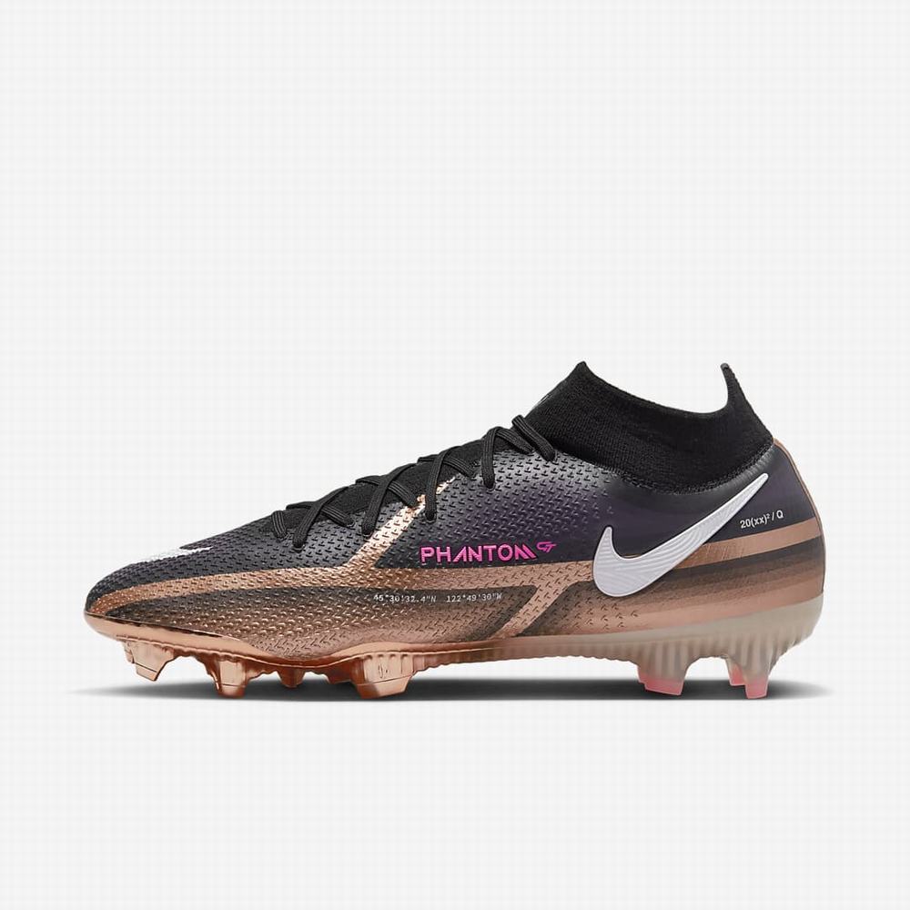 Kopačky Nike Phantom GT2 Elite Dynamic Fit FG Firm-Ground Panske Metal Meď Čierne Biele | SK760385