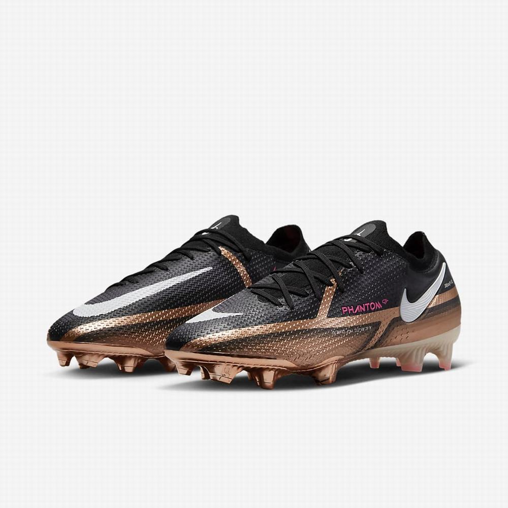 Kopačky Nike Phantom GT2 Elite Q FG Firm-Ground Panske Metal Meď Čierne Biele | SK465917