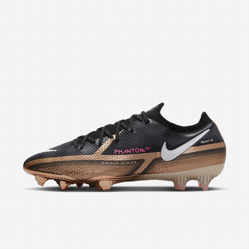 Kopačky Nike Phantom GT2 Elite Q FG Firm-Ground Panske Metal Meď Čierne Biele | SK465917