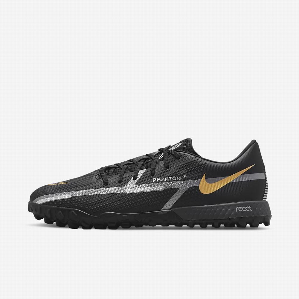 Kopačky Nike Phantom GT2 Pro TF Turf Panske Čierne Metal Zlate Metal Strieborne Metal Tmavo Siva | SK712035