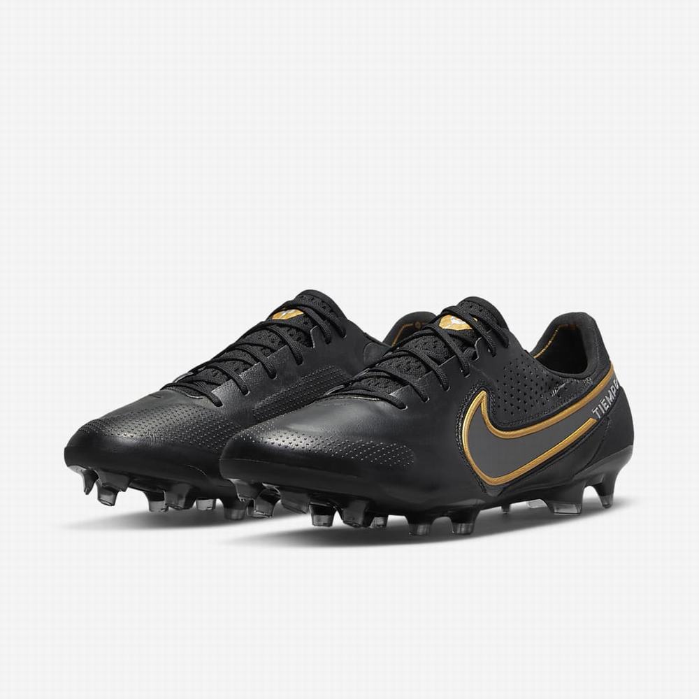 Kopačky Nike Tiempo Legend 9 Elite FG Firm-Ground Damske Čierne Tmavo Siva Metal Zlate Metal Tmavo Siva | SK309248