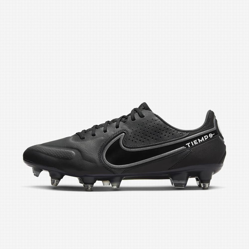 Kopačky Nike Tiempo Legend 9 Elite SG-Pro AC Soft-Ground Panske Čierne Biele Svetlo Modre Tmavo Siva | SK149276