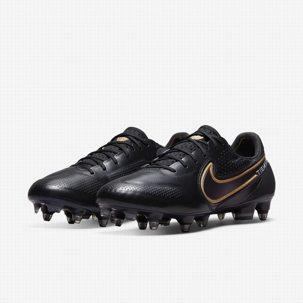 Kopačky Nike Tiempo Legend 9 Elite SG-Pro AC Soft-Ground Damske Čierne Tmavo Siva Metal Zlate Metal Tmavo Siva | SK158347