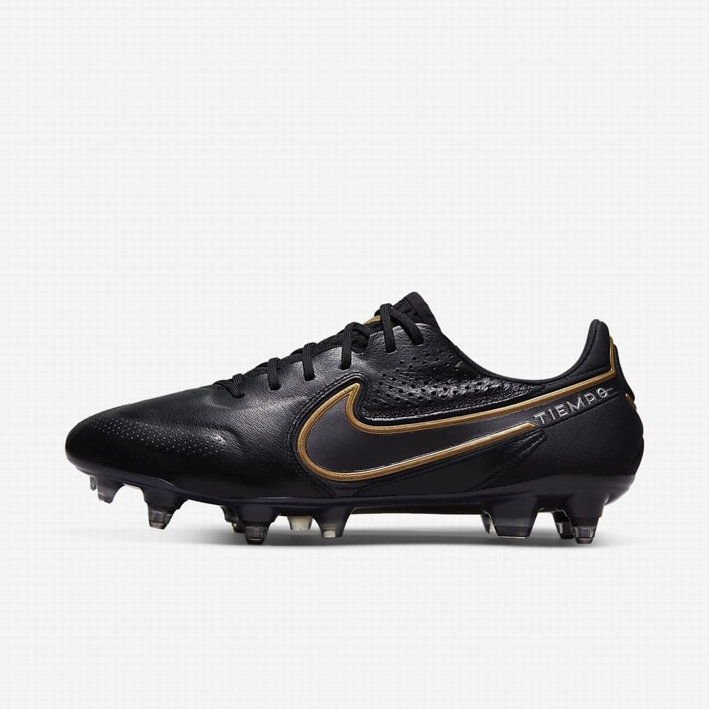 Kopačky Nike Tiempo Legend 9 Elite SG-Pro AC Soft-Ground Damske Čierne Tmavo Siva Metal Zlate Metal Tmavo Siva | SK158347