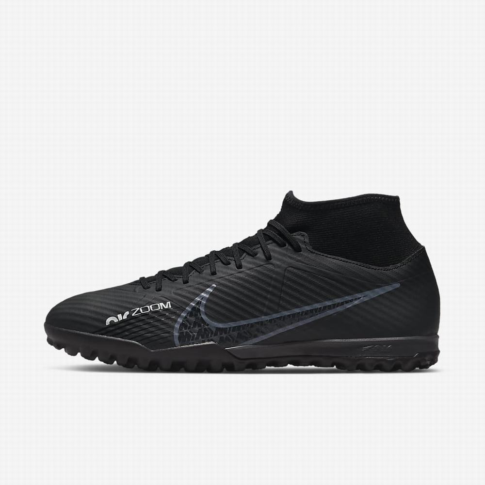 Kopačky Nike Zoom Mercurial Superfly 9 Academy TF Turf Panske Čierne Biele Tmavo Siva | SK469137