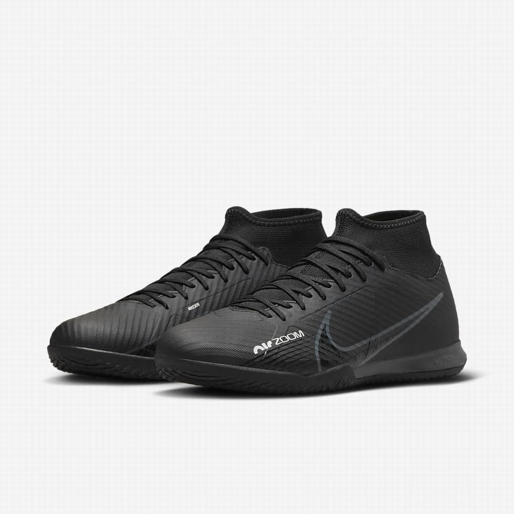 Kopačky Nike Zoom Mercurial Superfly 9 Academy IC Panske Čierne Biele Tmavo Siva | SK792863