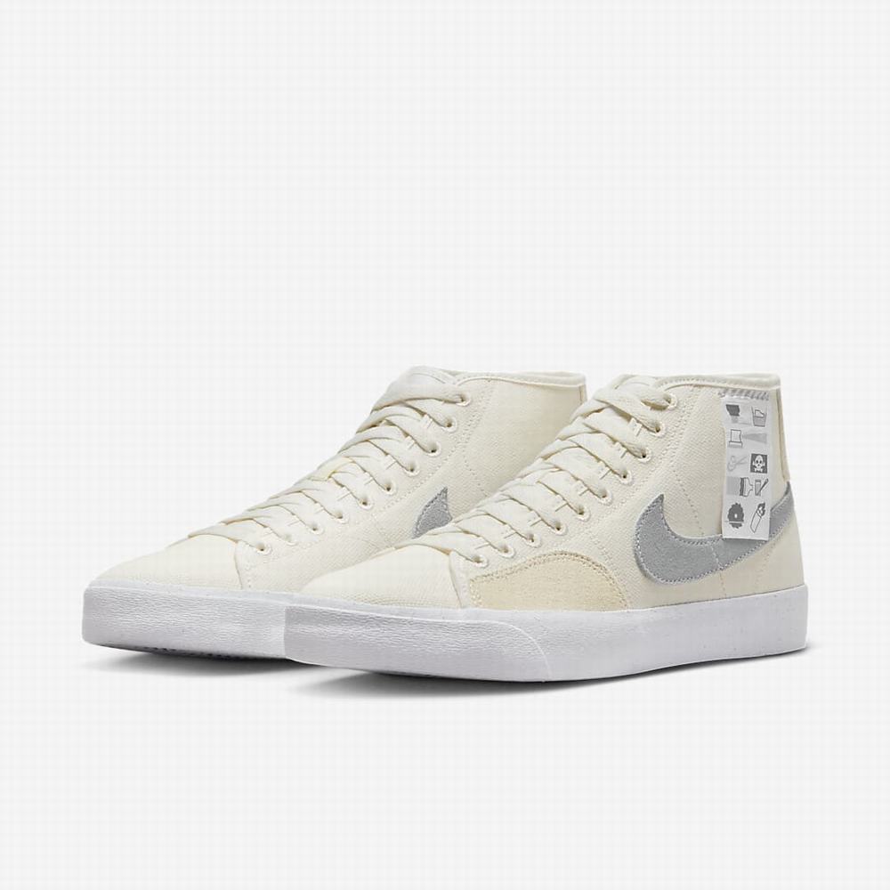 Skate Topanky Nike SB Blazer Court Mid Premium Panske Biele | SK264531