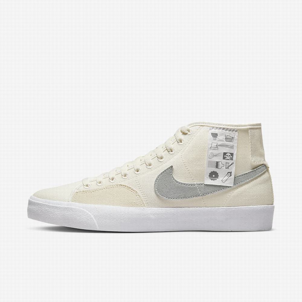 Skate Topanky Nike SB Blazer Court Mid Premium Panske Biele | SK264531