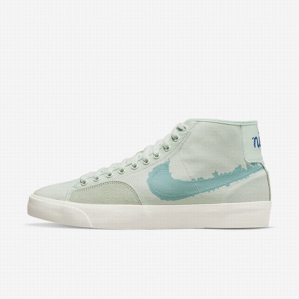 Skate Topanky Nike SB Blazer Court Mid Premium Damske Zelene Modre | SK617345