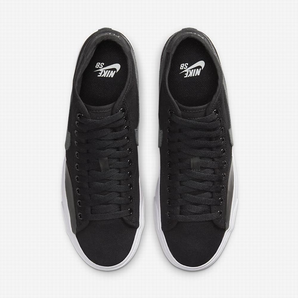 Skate Topanky Nike SB Blazer Court Mid Premium Panske Čierne Tmavo Siva | SK792018