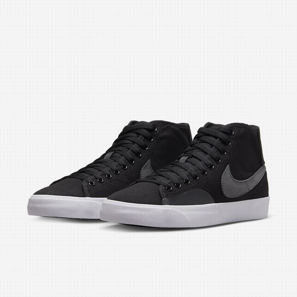 Skate Topanky Nike SB Blazer Court Mid Premium Panske Čierne Tmavo Siva | SK792018