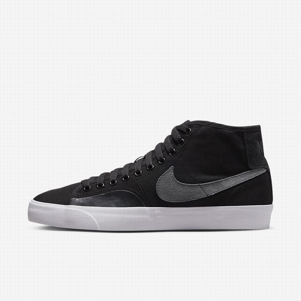 Skate Topanky Nike SB Blazer Court Mid Premium Panske Čierne Tmavo Siva | SK792018