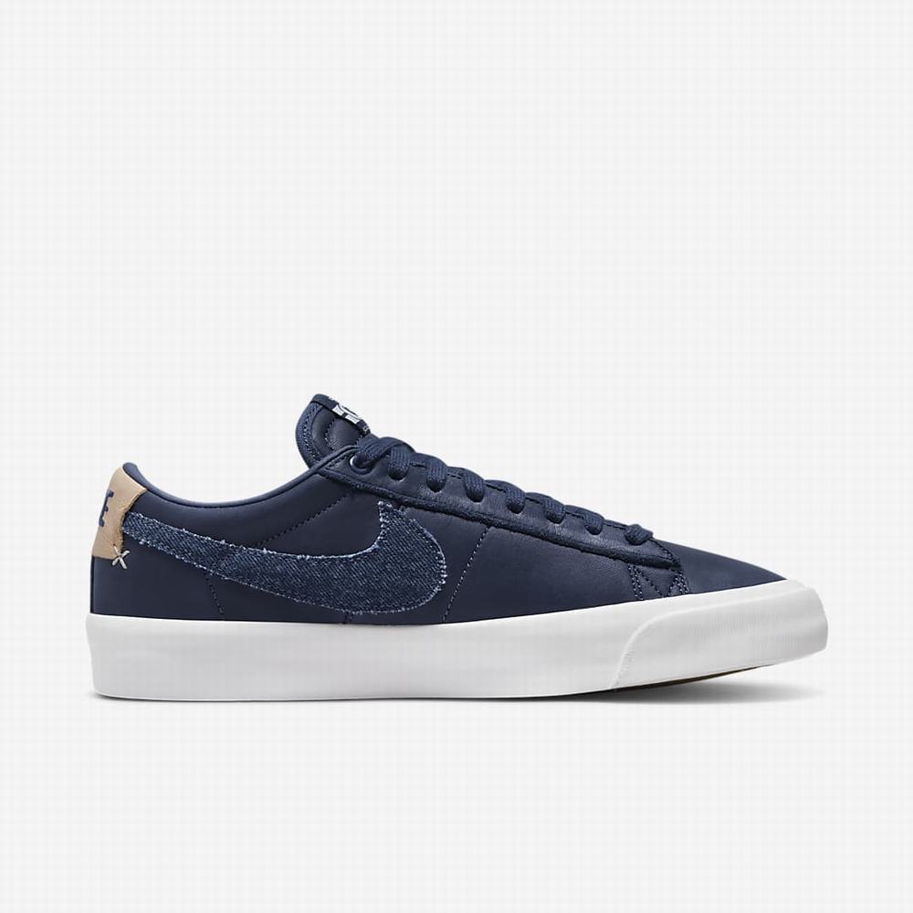 Skate Topanky Nike SB Zoom Blazer Low Pro GT Premium Panske Námornícka Modrá Biele Svetlo Hnede Námornícka Modrá | SK924037