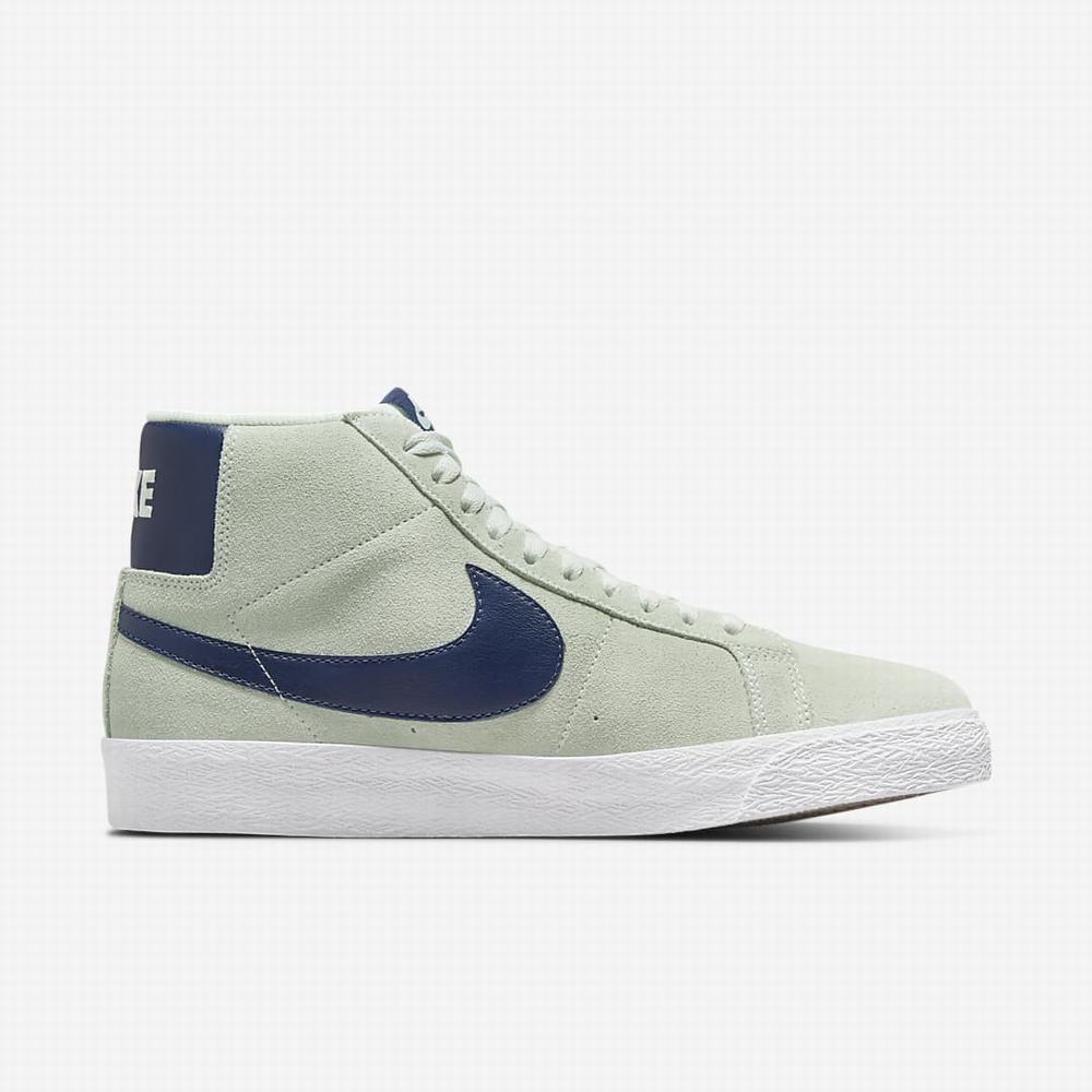 Skate Topanky Nike SB Zoom Blazer Mid Damske Zelene Biele Námornícka Modrá | SK764810