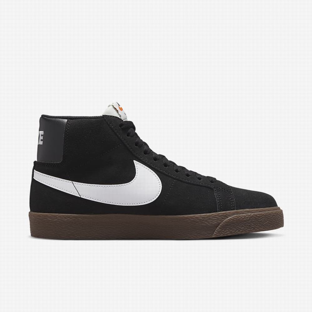 Skate Topanky Nike SB Zoom Blazer Mid Damske Čierne Biele | SK792346