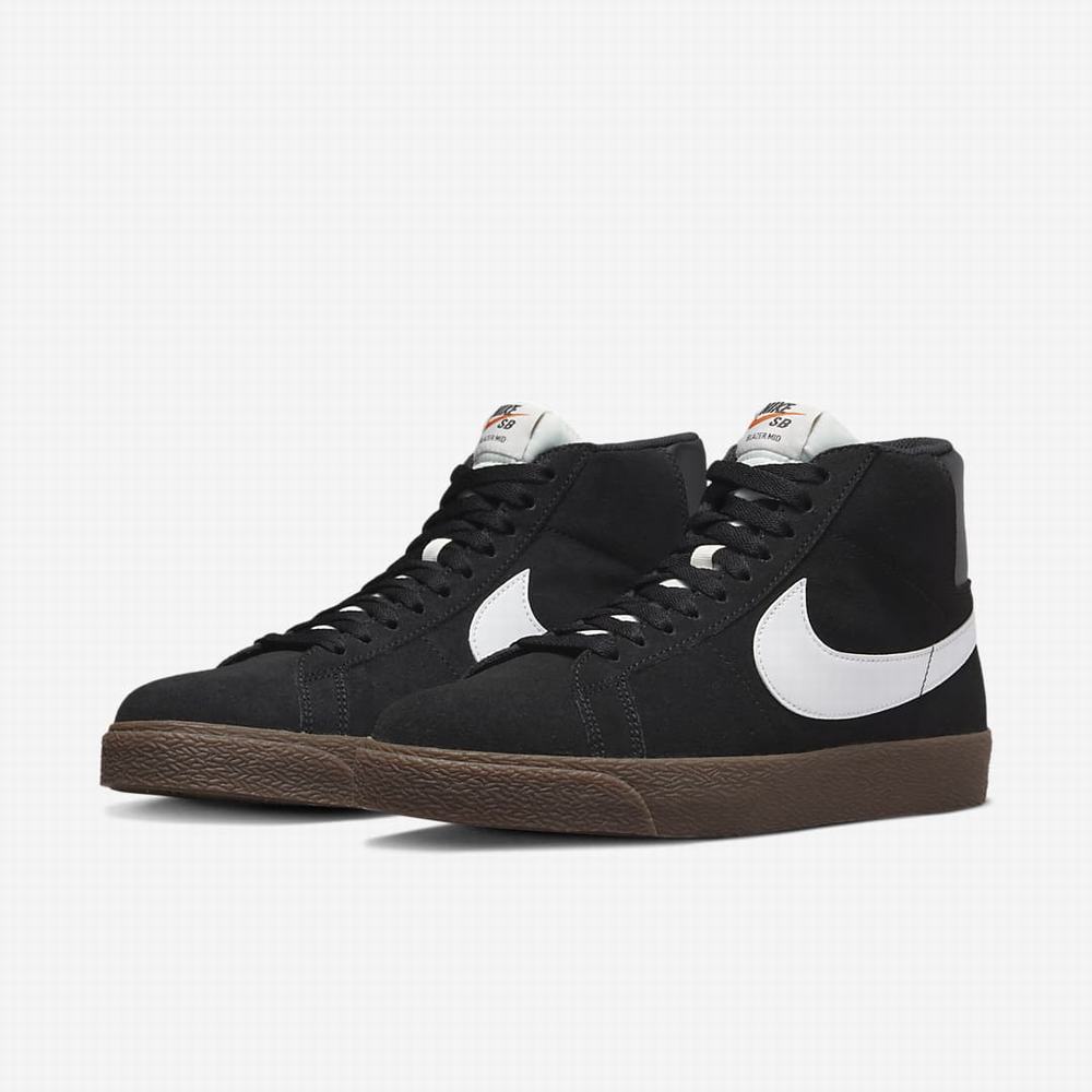 Skate Topanky Nike SB Zoom Blazer Mid Damske Čierne Biele | SK792346