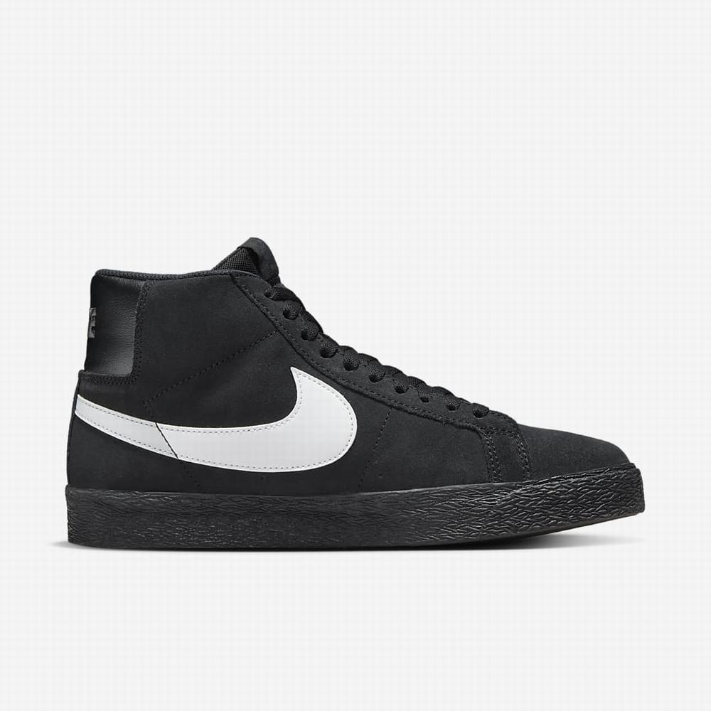 Skate Topanky Nike SB Zoom Blazer Mid Damske Čierne Biele | SK918504