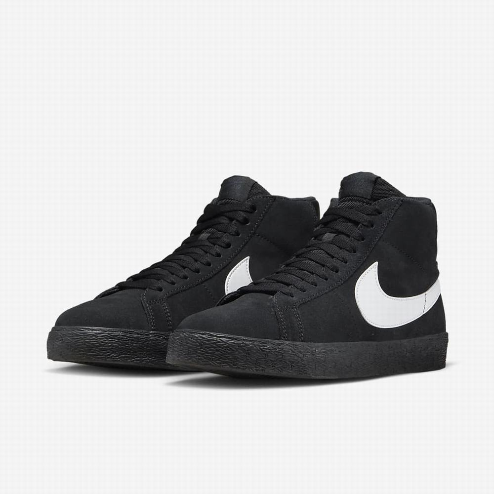 Skate Topanky Nike SB Zoom Blazer Mid Damske Čierne Biele | SK918504