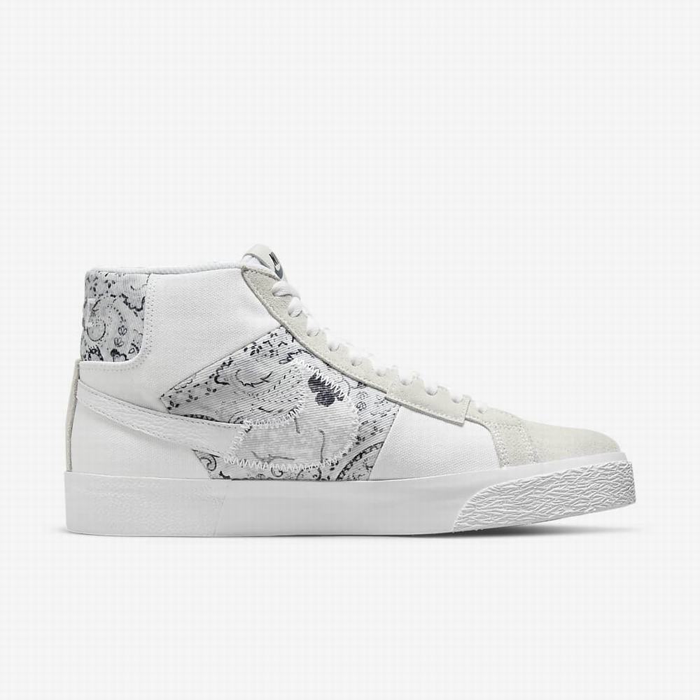 Skate Topanky Nike SB Zoom Blazer Mid PRM Damske Biele Platina Siva | SK237160