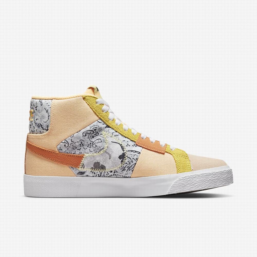 Skate Topanky Nike SB Zoom Blazer Mid PRM Damske Biele Oranžové | SK280543