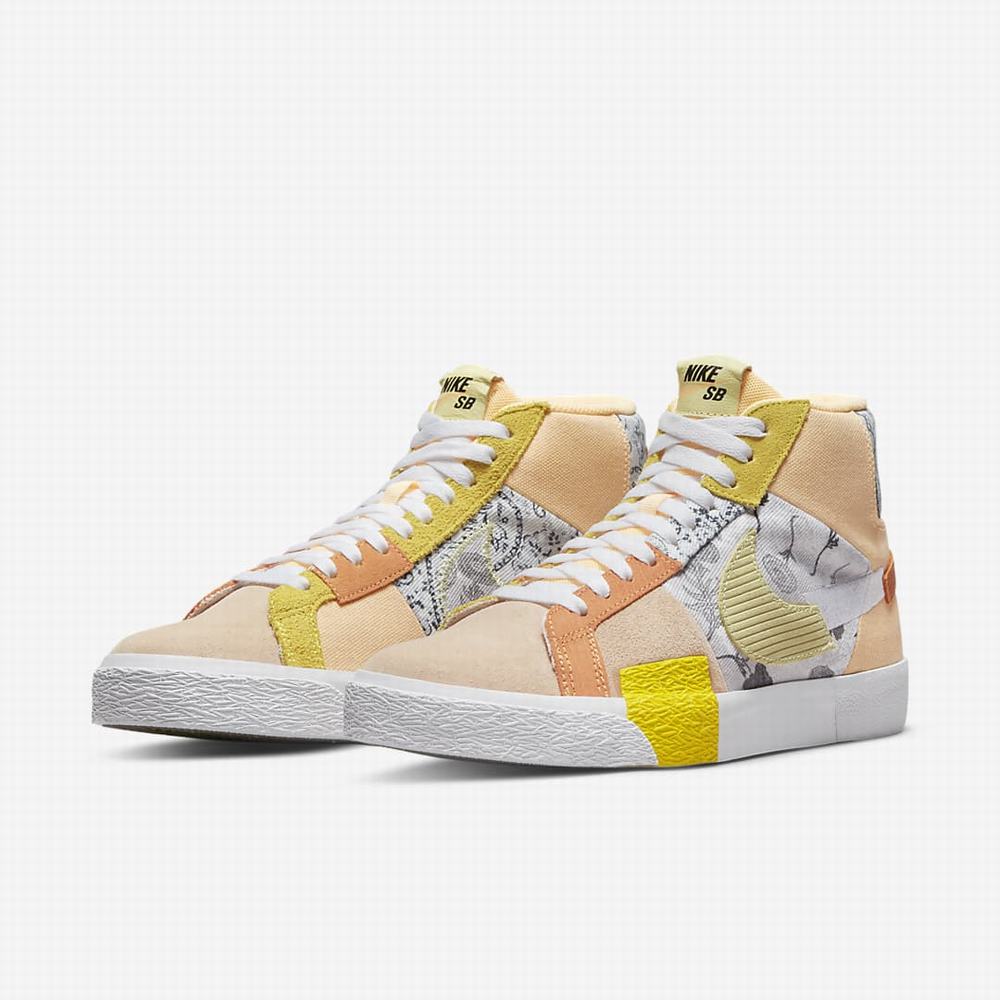 Skate Topanky Nike SB Zoom Blazer Mid PRM Damske Biele Oranžové | SK280543