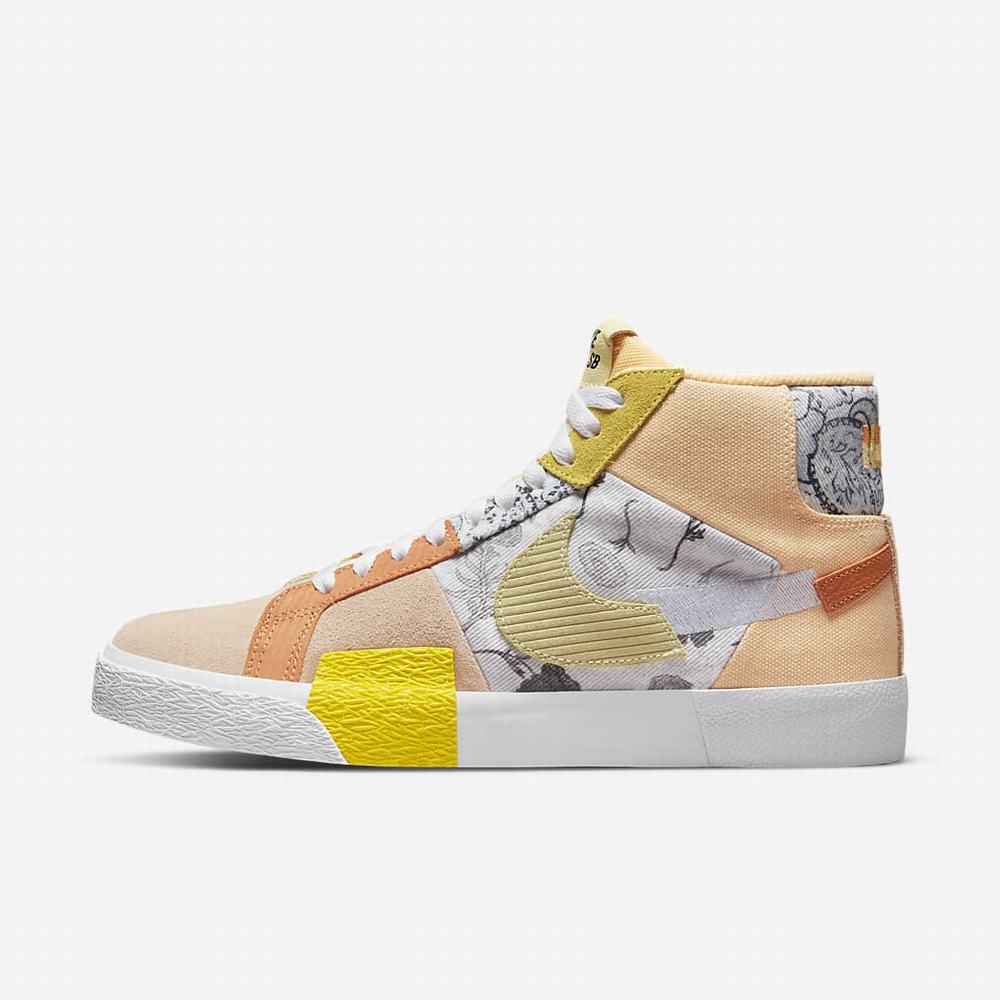 Skate Topanky Nike SB Zoom Blazer Mid PRM Damske Biele Oranžové | SK280543