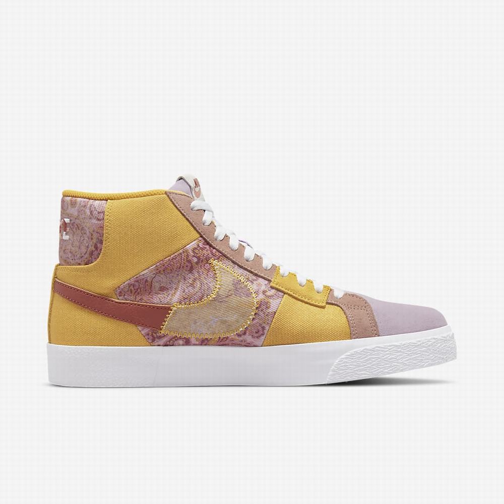 Skate Topanky Nike SB Zoom Blazer Mid PRM Damske Zlate Oranžové Biele | SK340596