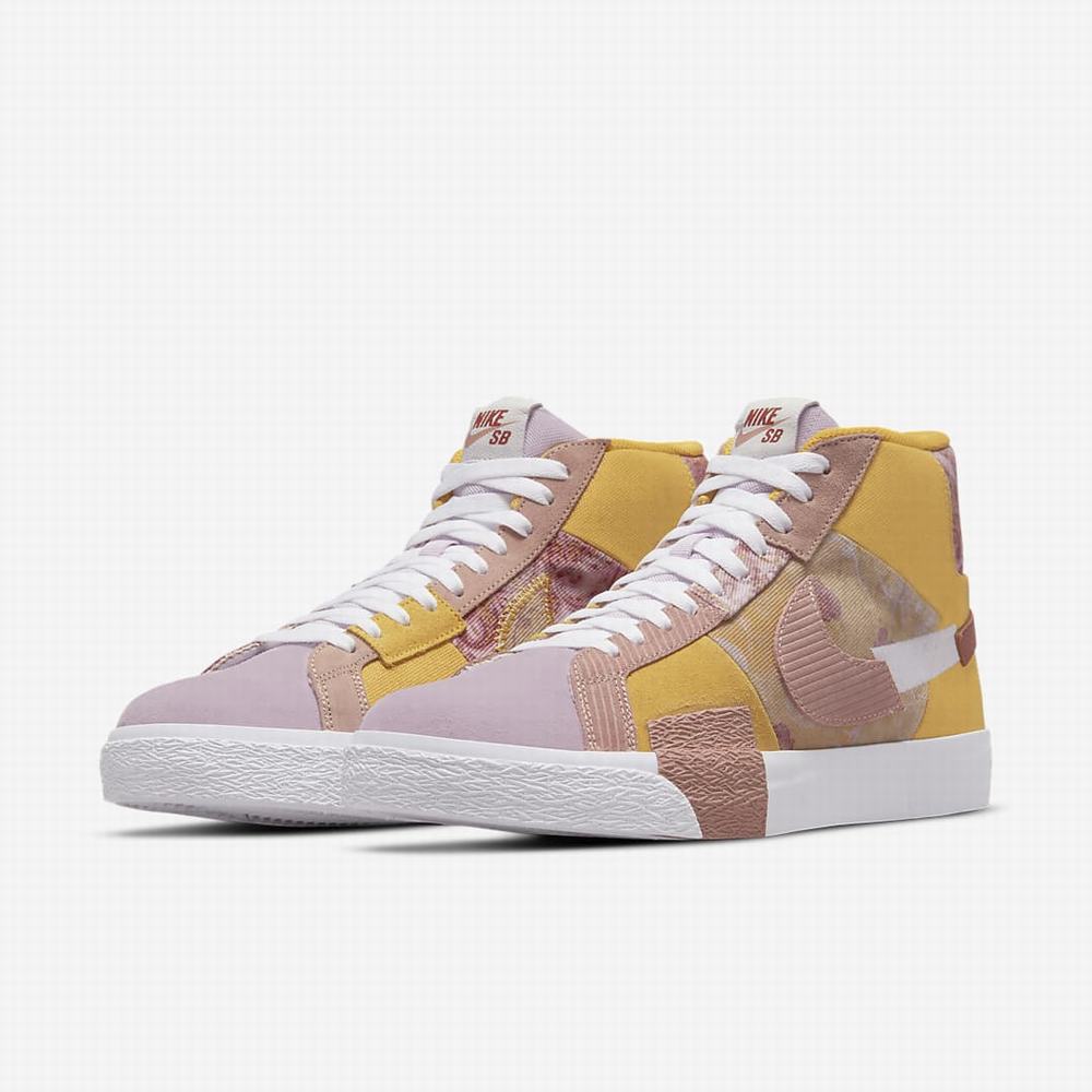 Skate Topanky Nike SB Zoom Blazer Mid PRM Damske Zlate Oranžové Biele | SK340596