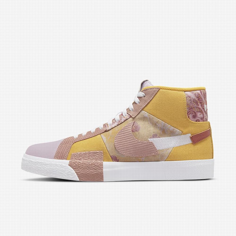 Skate Topanky Nike SB Zoom Blazer Mid PRM Damske Zlate Oranžové Biele | SK340596