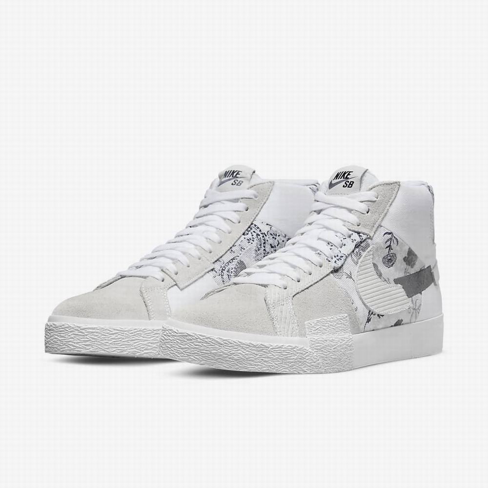 Skate Topanky Nike SB Zoom Blazer Mid PRM Panske Biele Platina Siva | SK372941