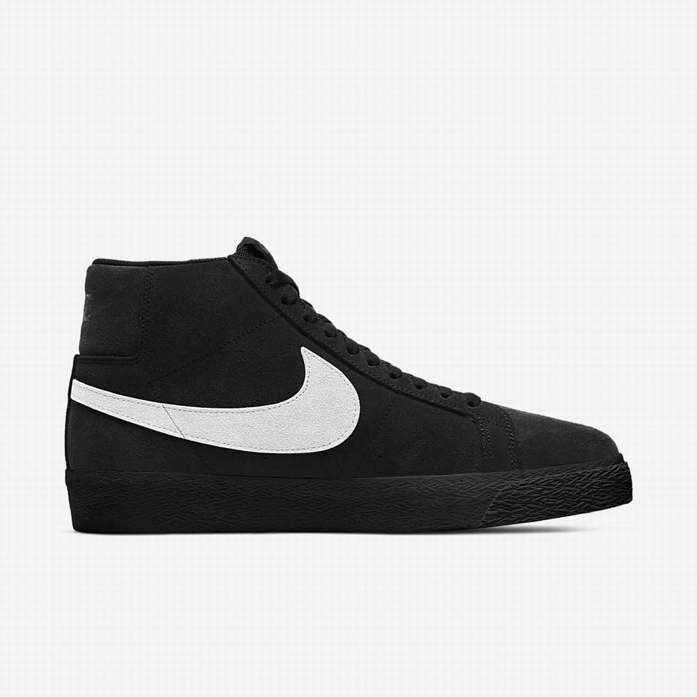 Skate Topanky Nike SB Zoom Blazer Mid Panske Čierne Biele | SK068513