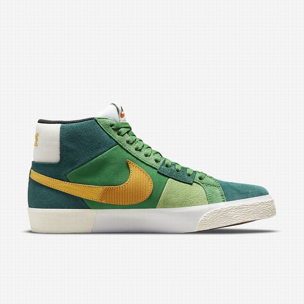 Skate Topanky Nike SB Zoom Blazer Mid Premium Panske Zelene Zlate | SK025487