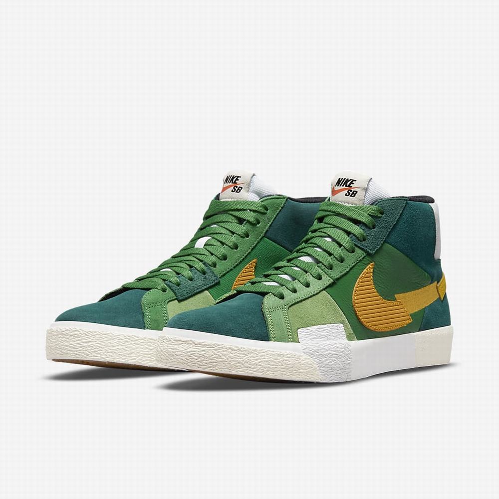 Skate Topanky Nike SB Zoom Blazer Mid Premium Panske Zelene Zlate | SK025487