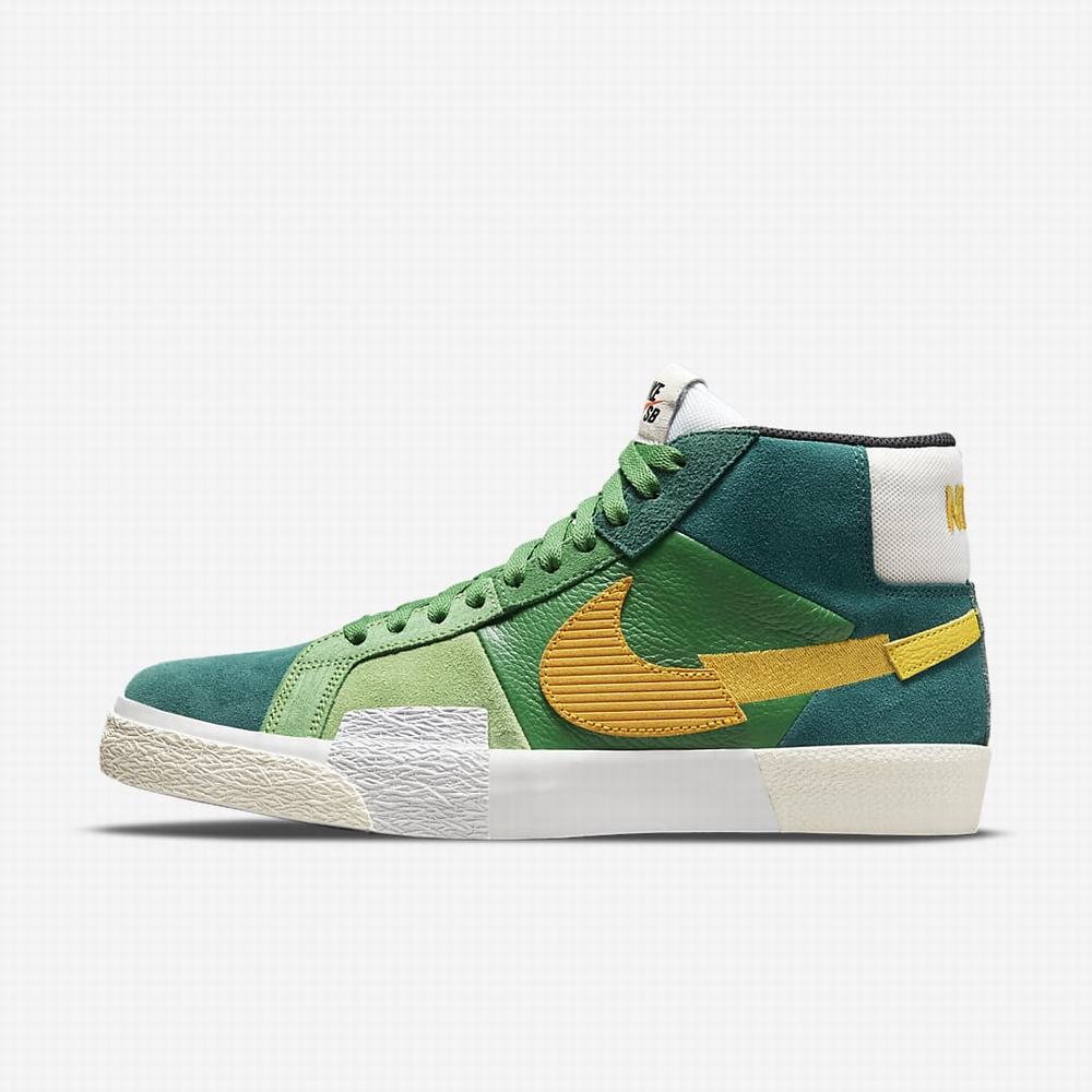 Skate Topanky Nike SB Zoom Blazer Mid Premium Panske Zelene Zlate | SK025487