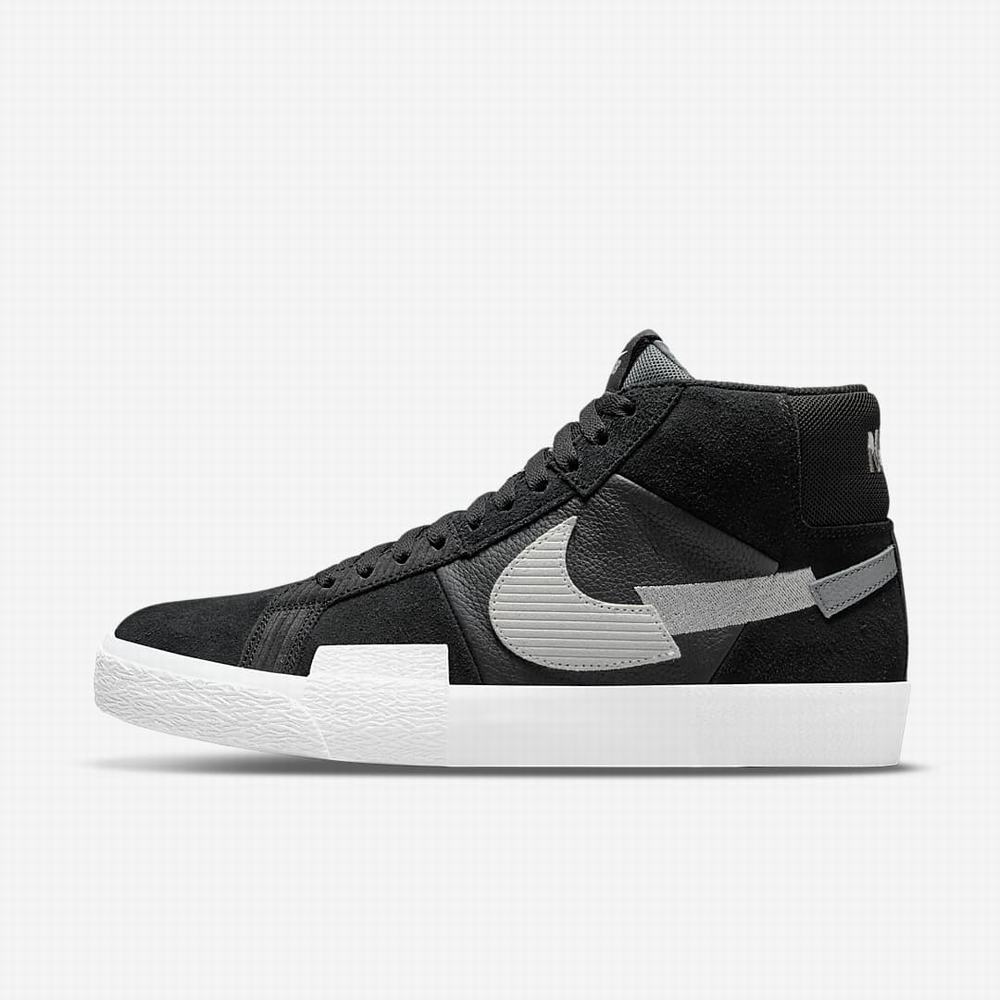 Skate Topanky Nike SB Zoom Blazer Mid Premium Damske Čierne Siva Siva Biele | SK481093