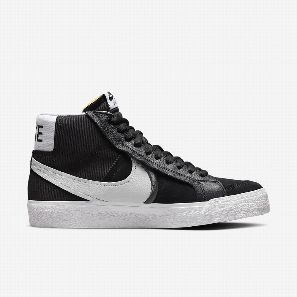 Skate Topanky Nike SB Zoom Blazer Mid Premium Plus Damske Čierne Biele | SK740851