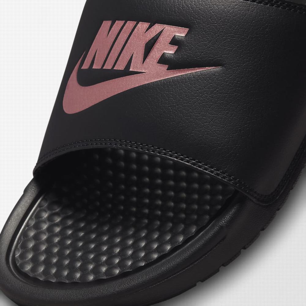 Slapky Nike Benassi JDI Damske Čierne Ruzove Zlate | SK160345