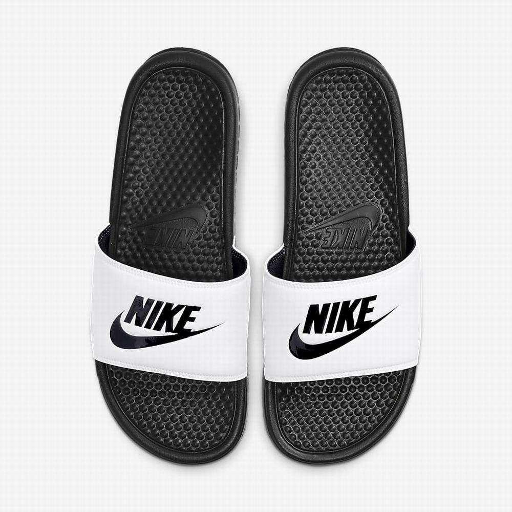 Slapky Nike Benassi JDI Panske Biele Čierne | SK316954