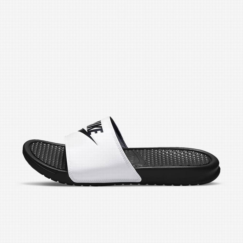 Slapky Nike Benassi JDI Panske Biele Čierne | SK316954