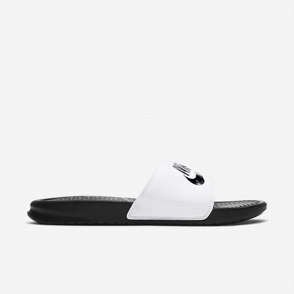 Slapky Nike Benassi JDI Panske Biele Čierne | SK769412