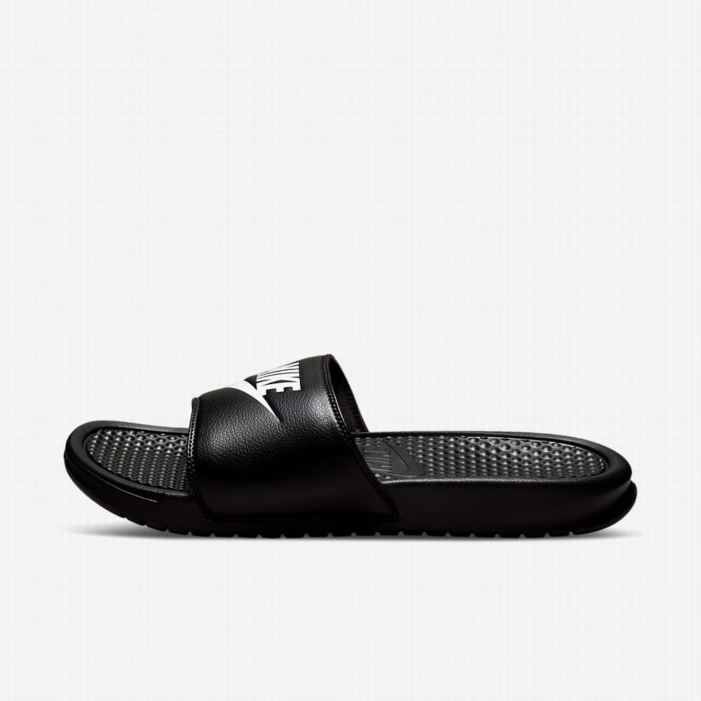 Slapky Nike Benassi JDI Panske Čierne Biele | SK584907