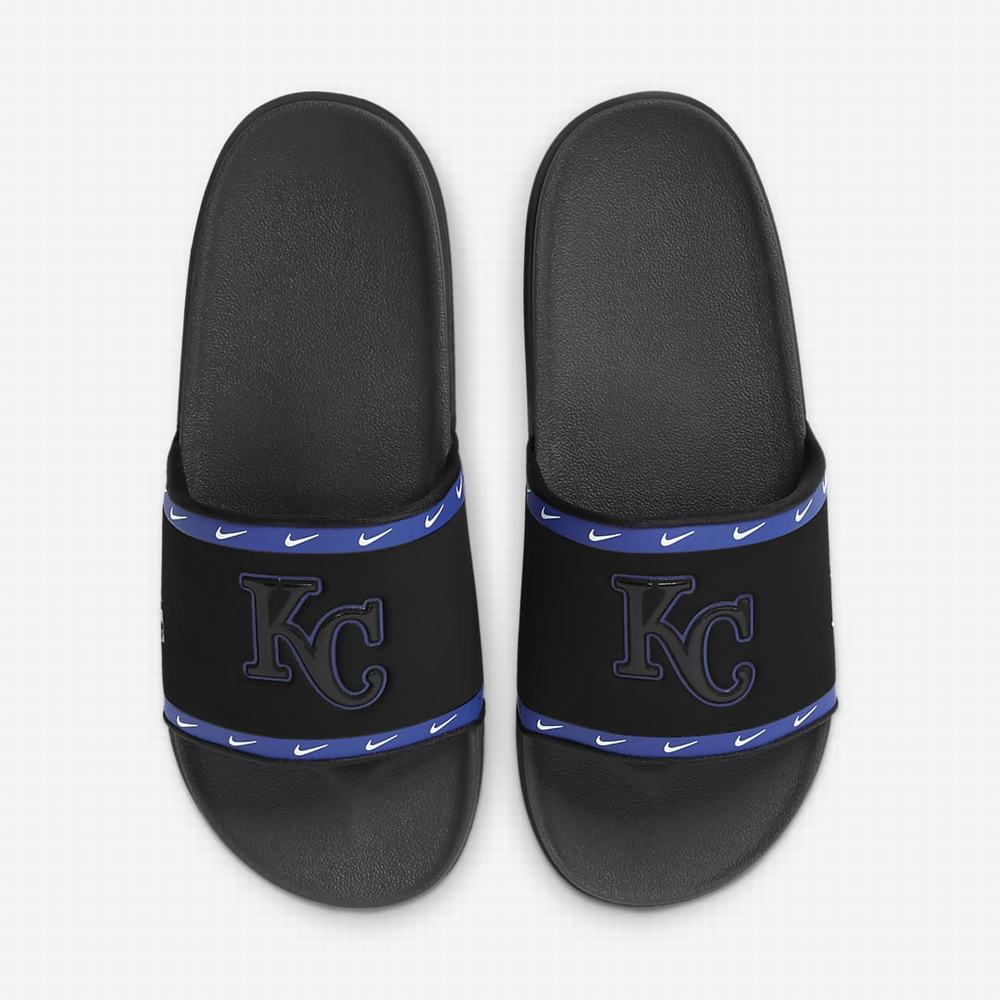 Slapky Nike Offcourt (MLB Kansas City Royals) Panske Čierne Modre Biele Tmavo Siva | SK387420