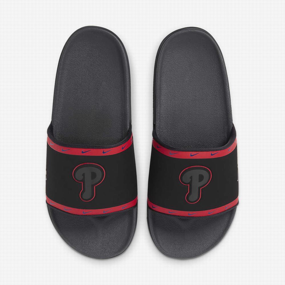 Slapky Nike Offcourt (MLB Philadelphia Phillies) Panske Čierne Červené Modre Tmavo Siva | SK394576